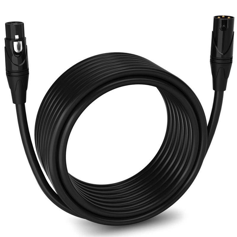 LyxPro 30 Feet XLR Microphone Cable Balanced Male to Female 3 Pin Mic Cord for Powered Speakers Audio Interface Professional Pro Audio Performance and Recording Devices - Black - Image 1